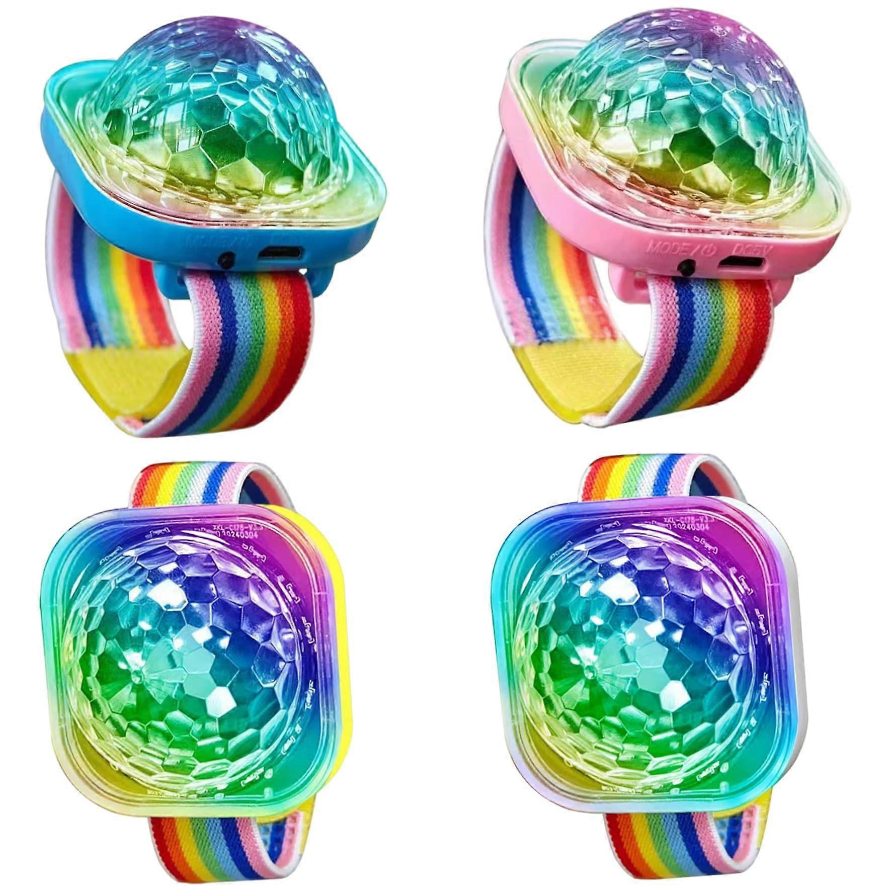 4Pcs Sound Activated LED Wristbands Rechargeable Light Bracelets for Parties Events and Club