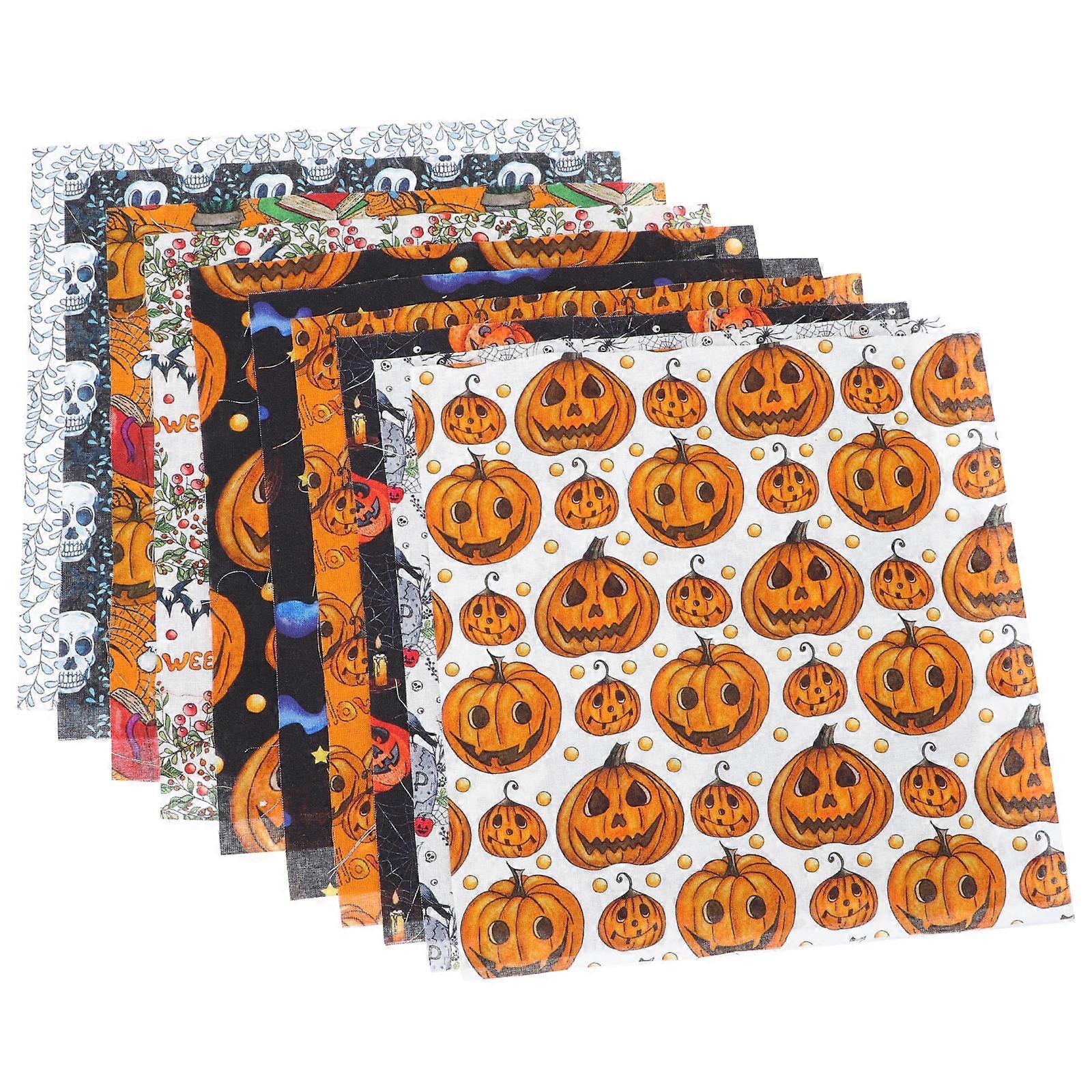 Halloween Themed Cotton Fabric for DIY Sewing 10Pcs Creative Patchwork Cloth