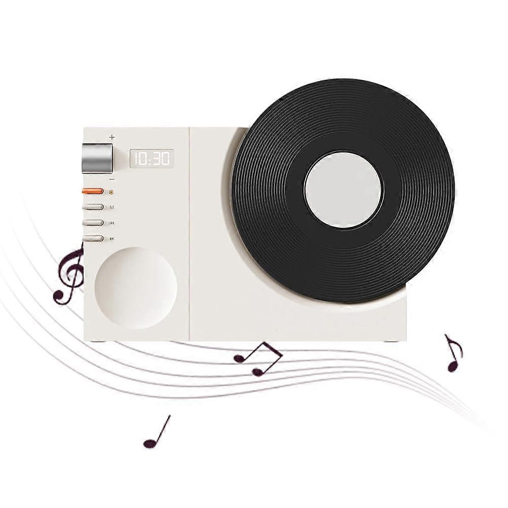 Mini Retro Bluetooth5.3 Speaker J7V1 HiFi Sound MP3 TF Card Clock Display White 1PCS