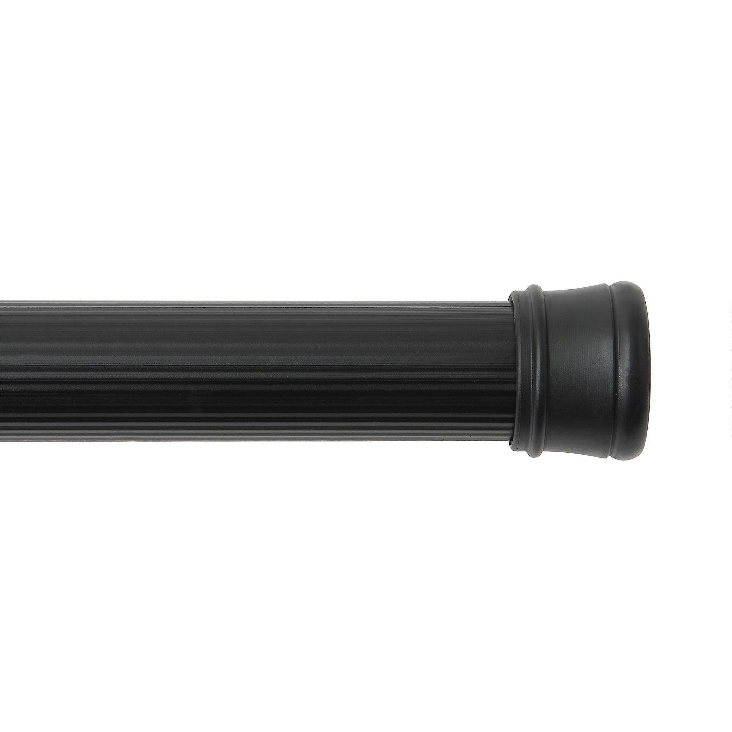 Adjustable Spring Tension Curtain Rod 4272 Inches Black with Tool Install and Nonslip Grip