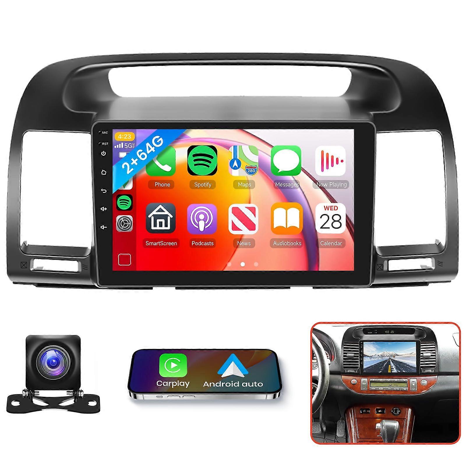 Android Car Stereo for Toyota Camry 20002006, 9 Inch Touch Screen GPS Navigation, Wireless CarPlay Android Auto, HD Backup Camera, 2G+64G
