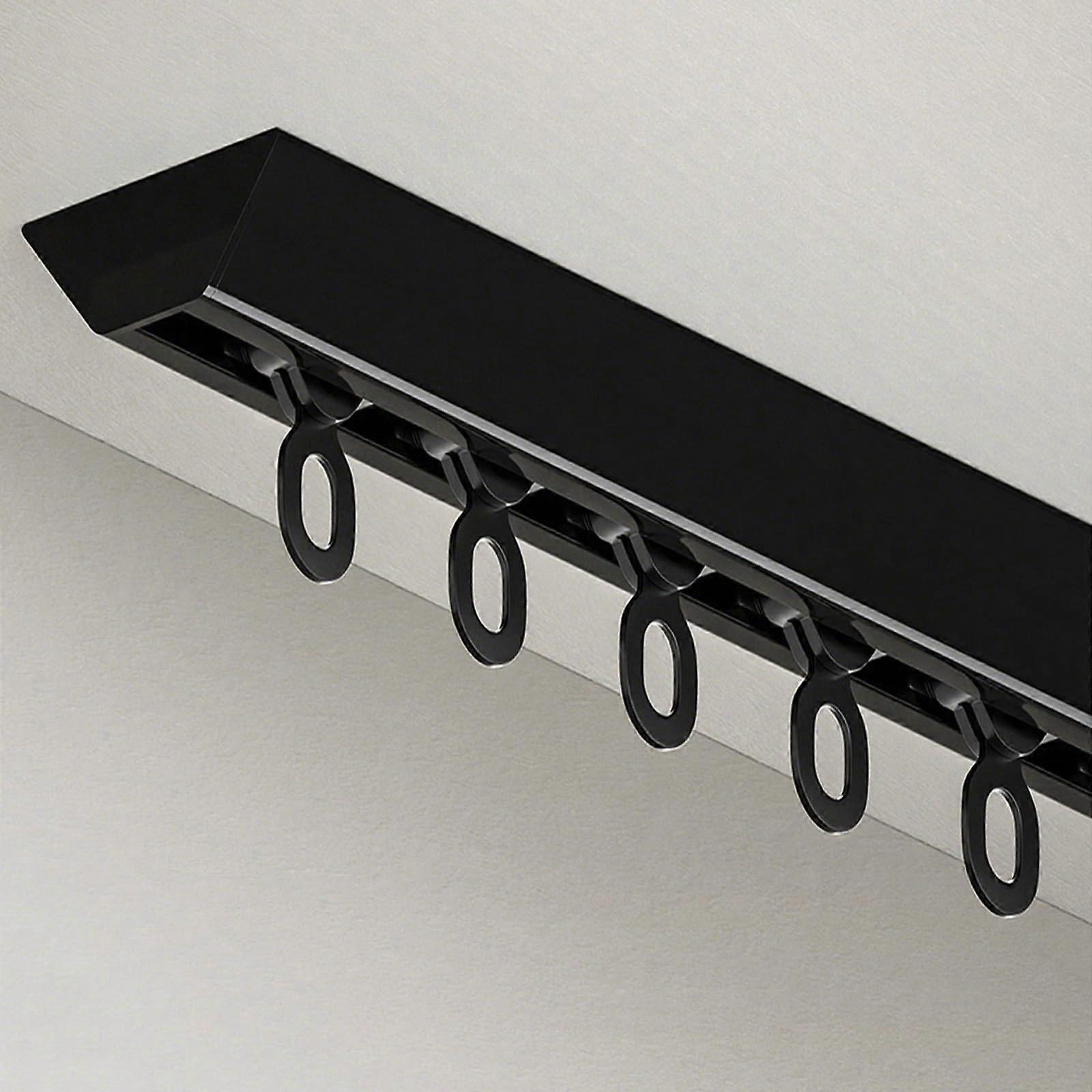 Heavy Duty Black Ceiling Curtain Track with Smooth Rollers, Adjustable Aluminum Rail for Room Dividers 4.9m
