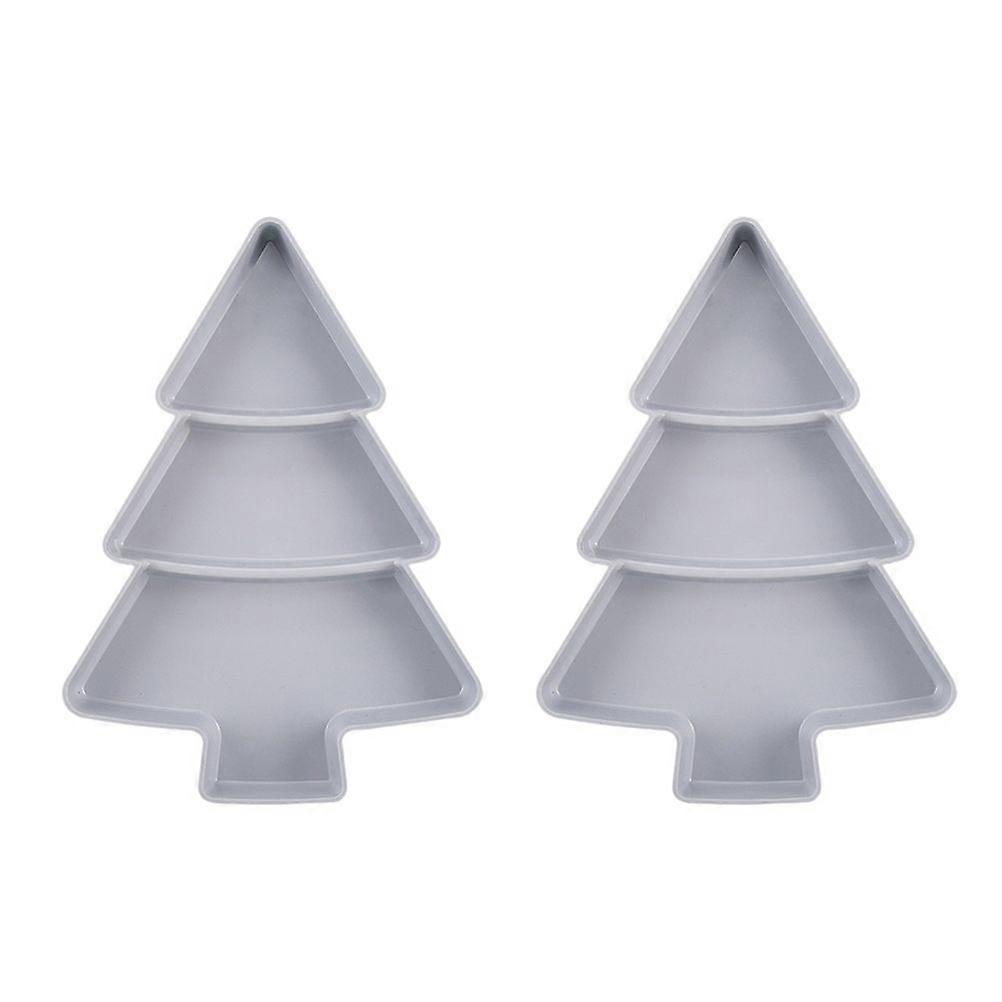 2Pcs Multifunction Christmas Tree Shape Fruit Plates Plastic Candy Snack Trays