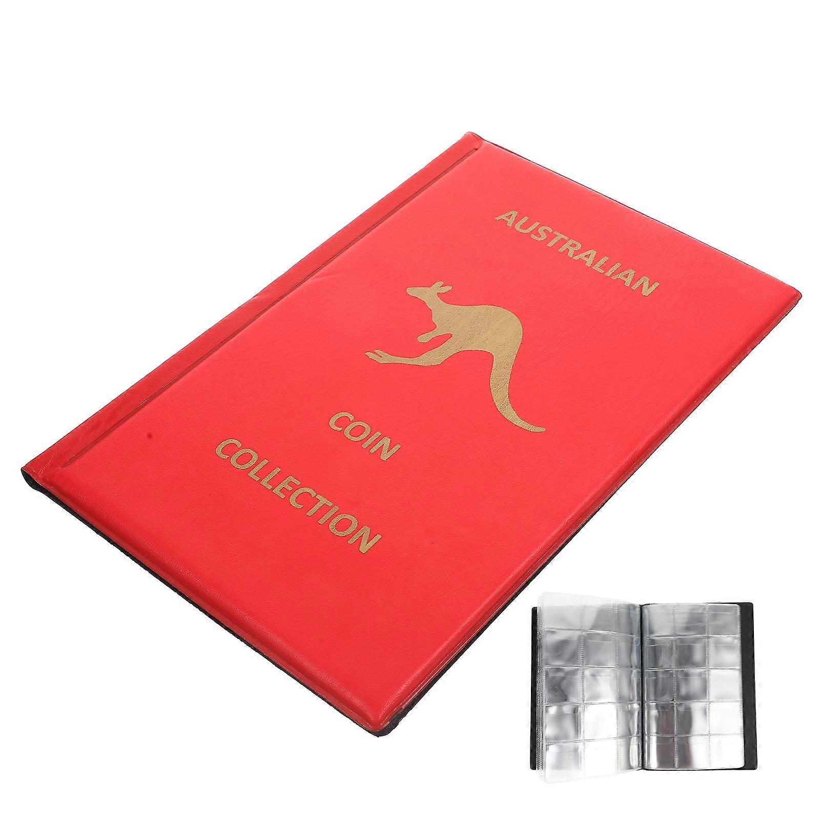 Coin Collection Book for Storage 4Pcs Red Coin Collecting Stock Album