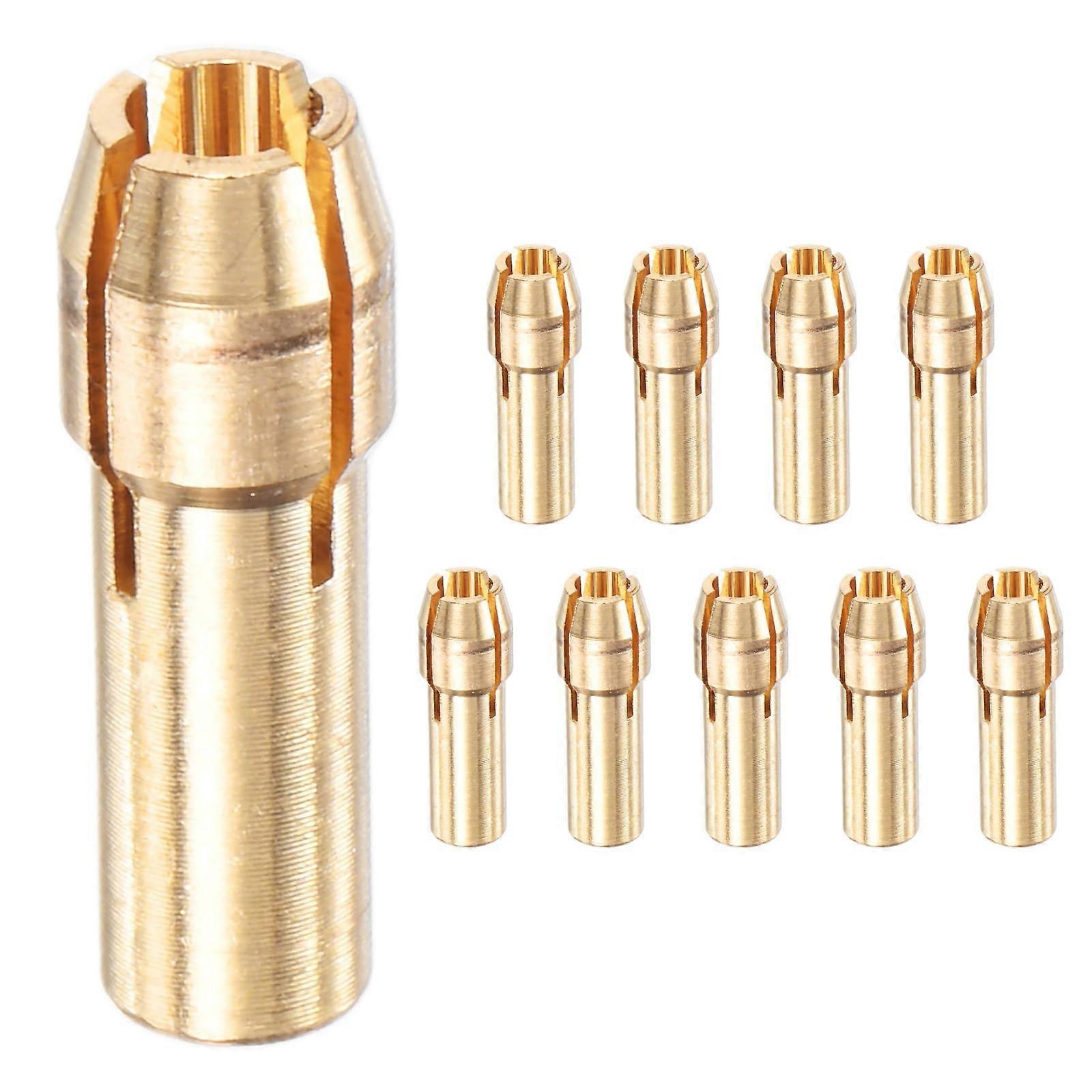 10Pack Drill Chuck Set 1/8 Inch Brass Collets 4.8mm Shank Precision Quick Change for Rotary Tools Ref:3209
