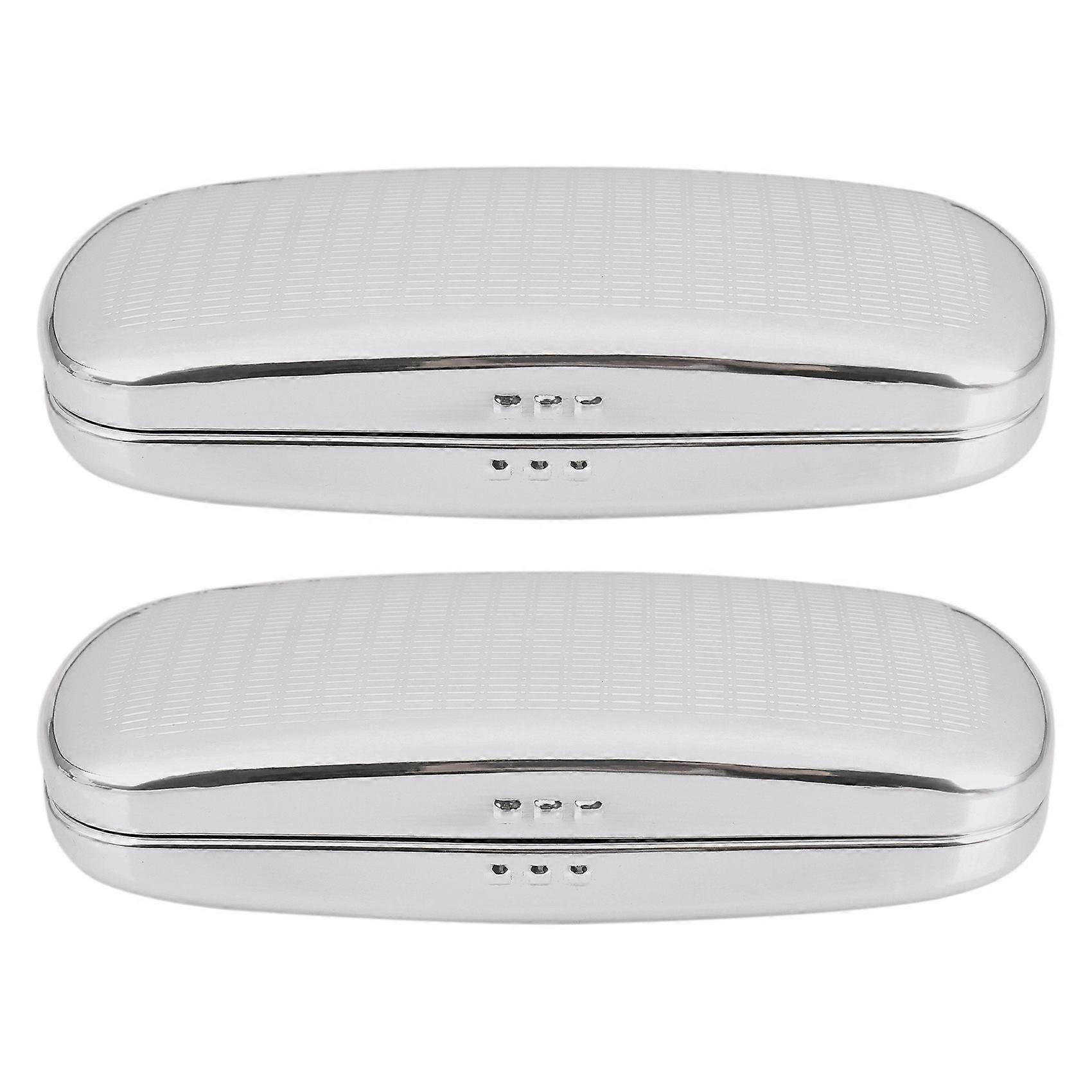 2X Glasses Case, Aluminum Hard Shell Eyeglasses Case Striped Spectacles Box
