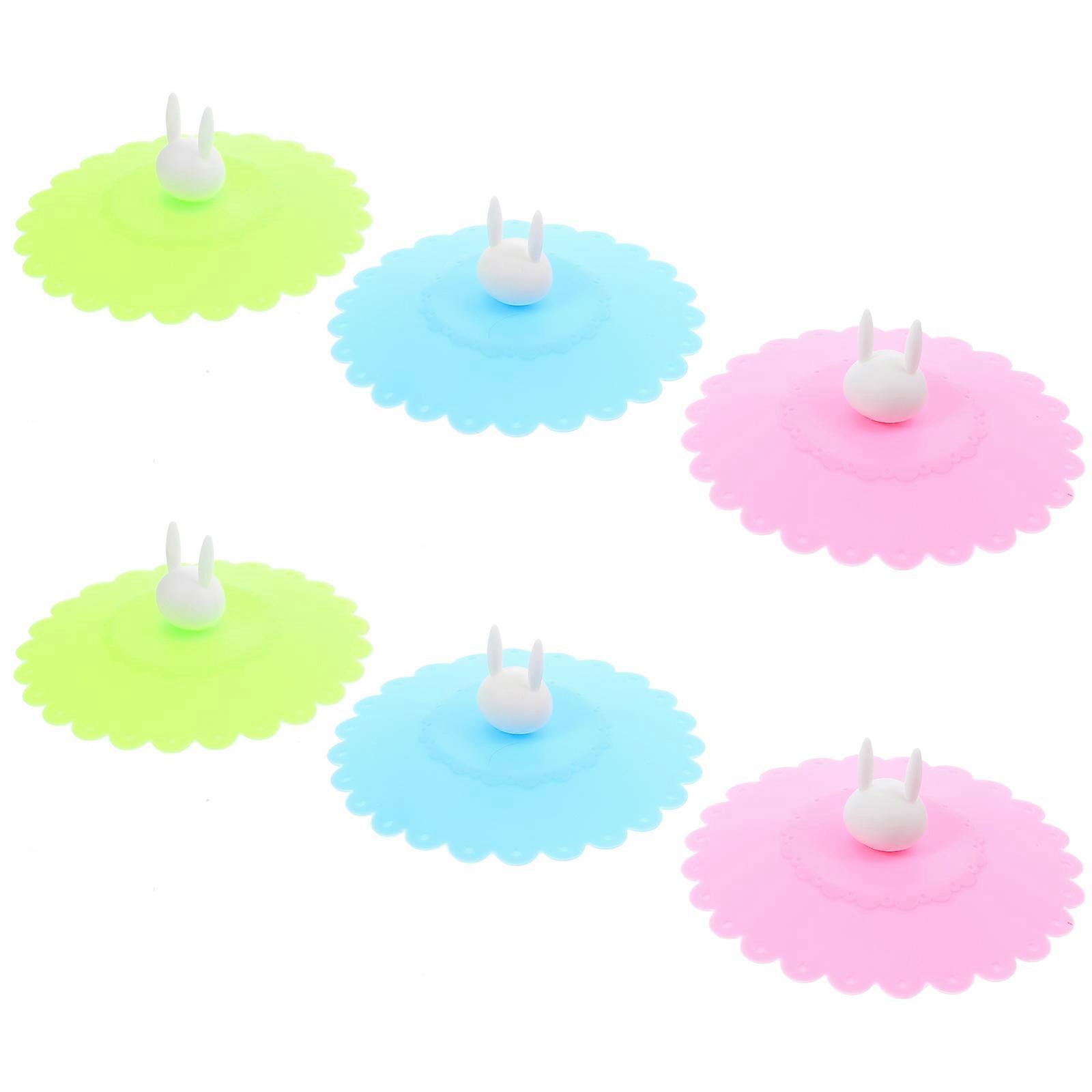 Assorted Color Silicone Cup Covers for 6Pcs Reusable Mug Lid Set