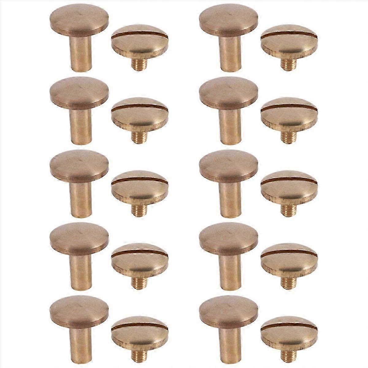 10x Arc Solid Brass Button Stud Screw Nail Screw back Leather Rivet Belt