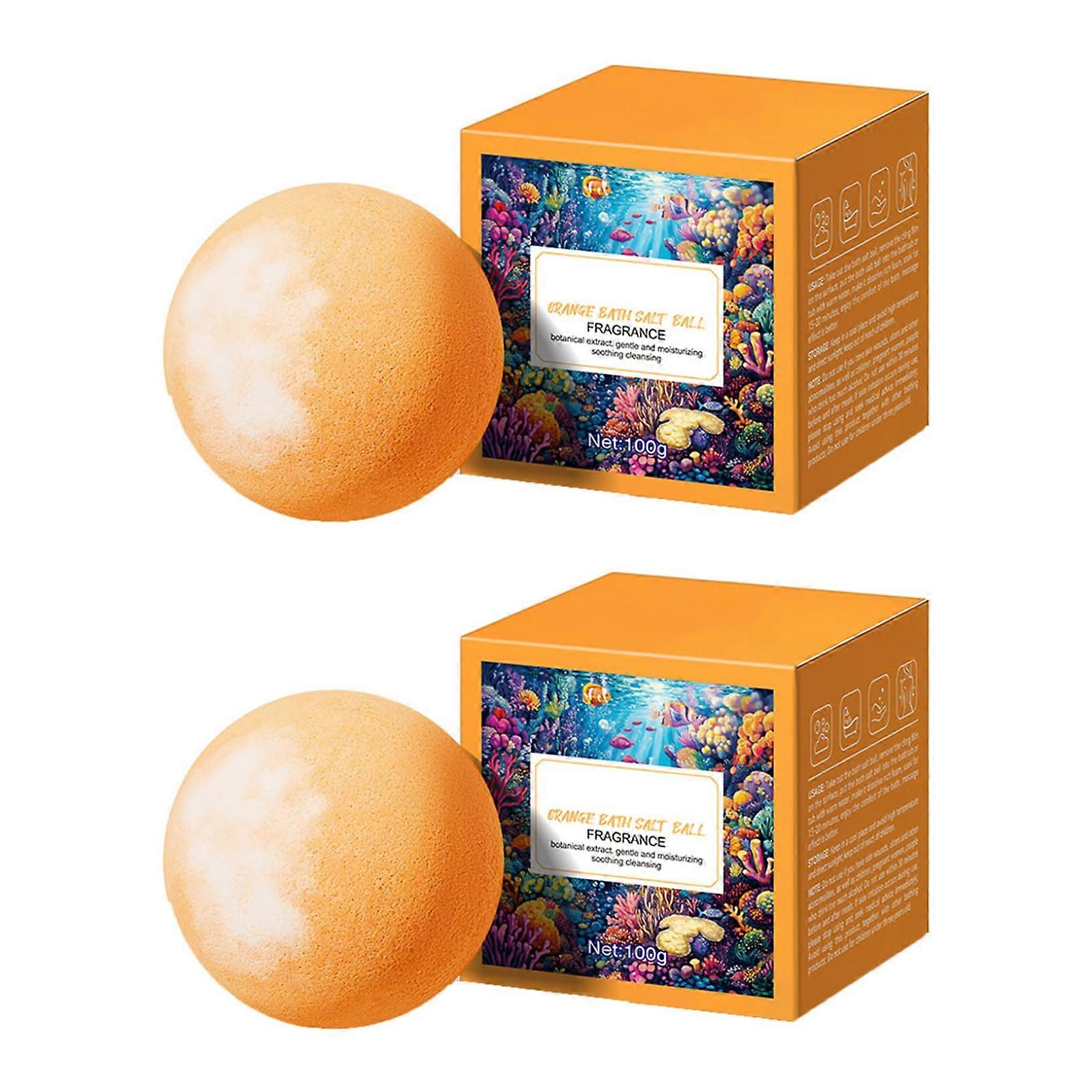 Fruit Scented Bath Bombs 2Pack with Gentle Moisturizing and Bubble Spa Effect, Orange Gift Set