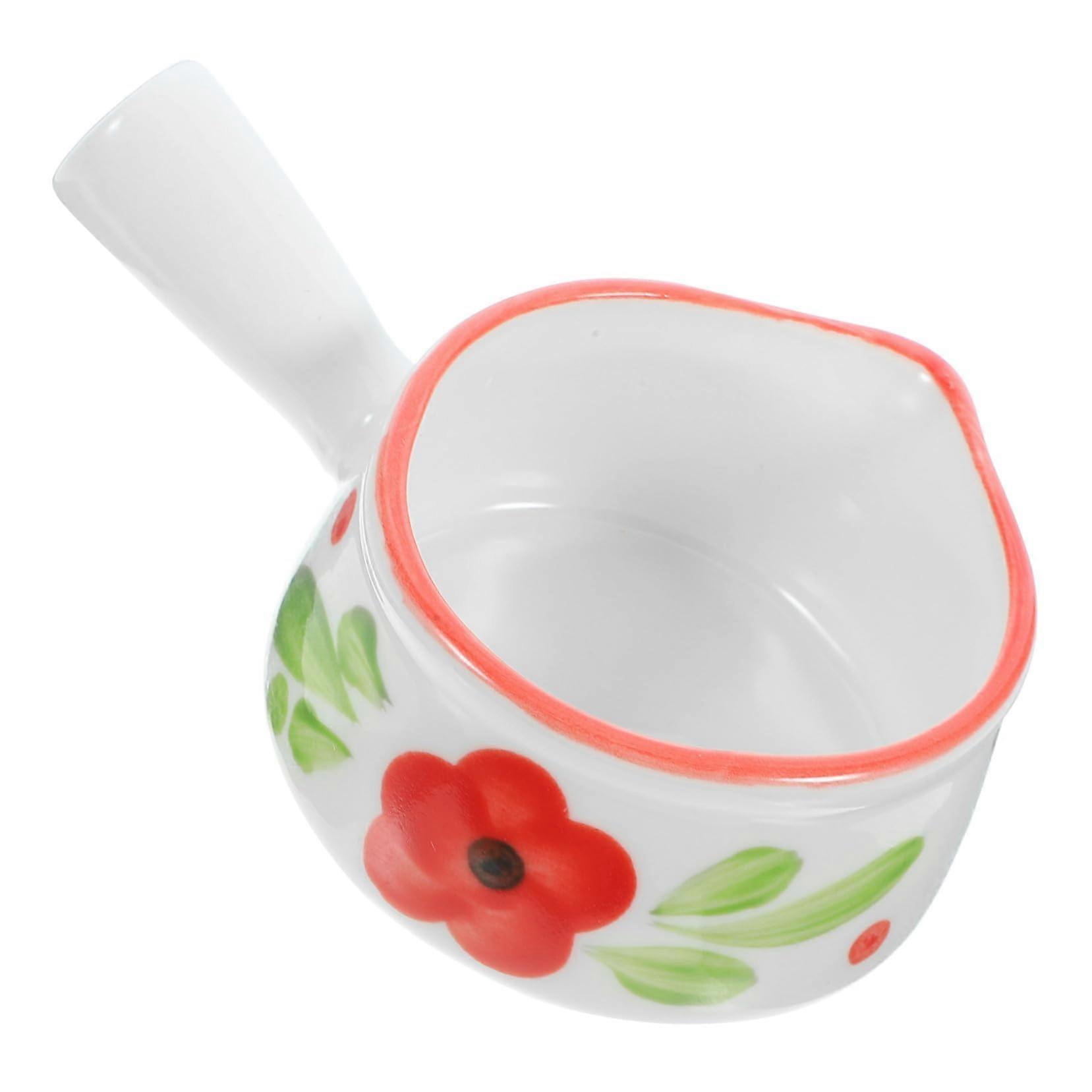 Ceramic Milk Jug with Handle and Sauce Dish Lightweight Easy Clean for Kitchen Serving