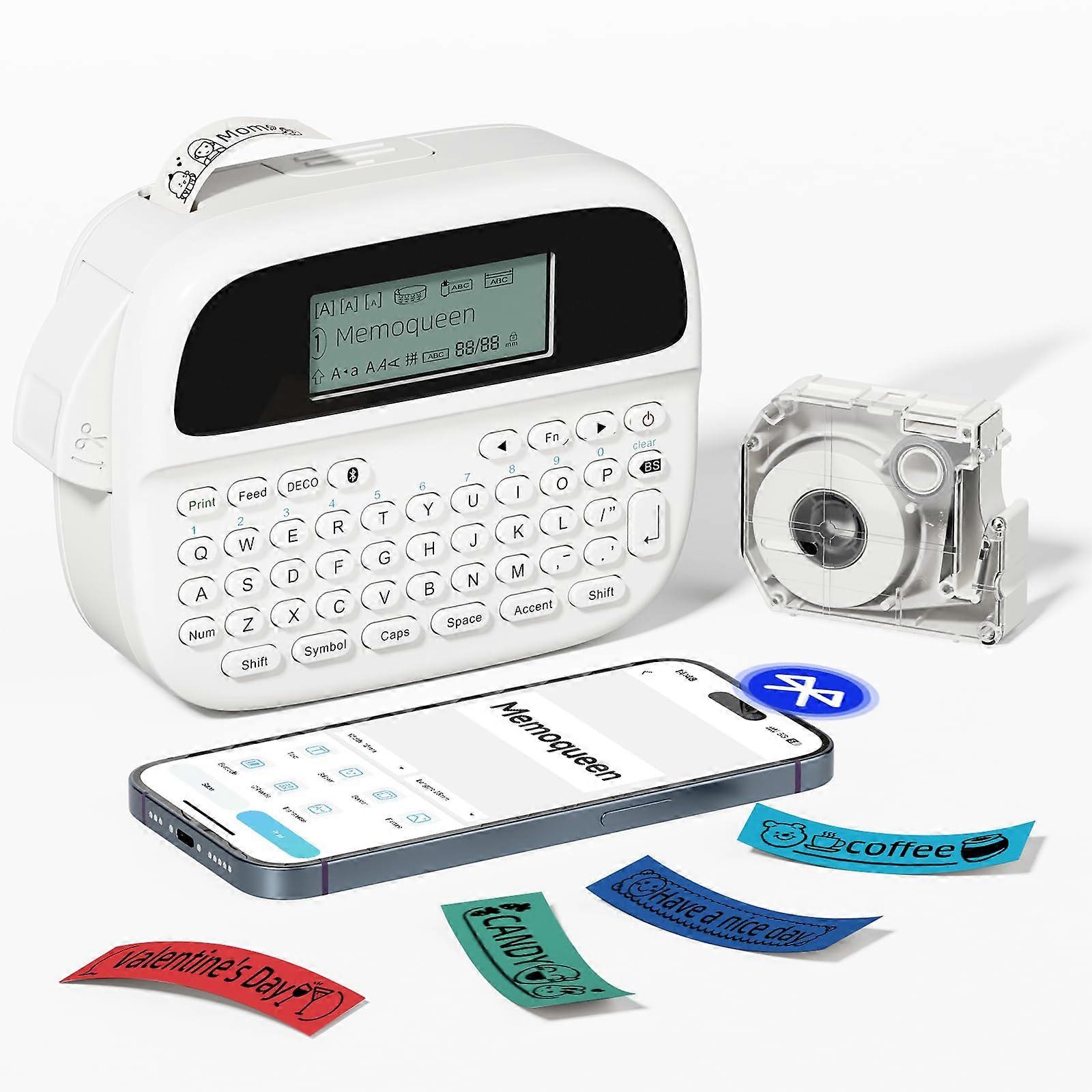 Bluetooth Label Maker with Keyboard, Waterproof Rechargeable, Backlit LCD for Home Office School