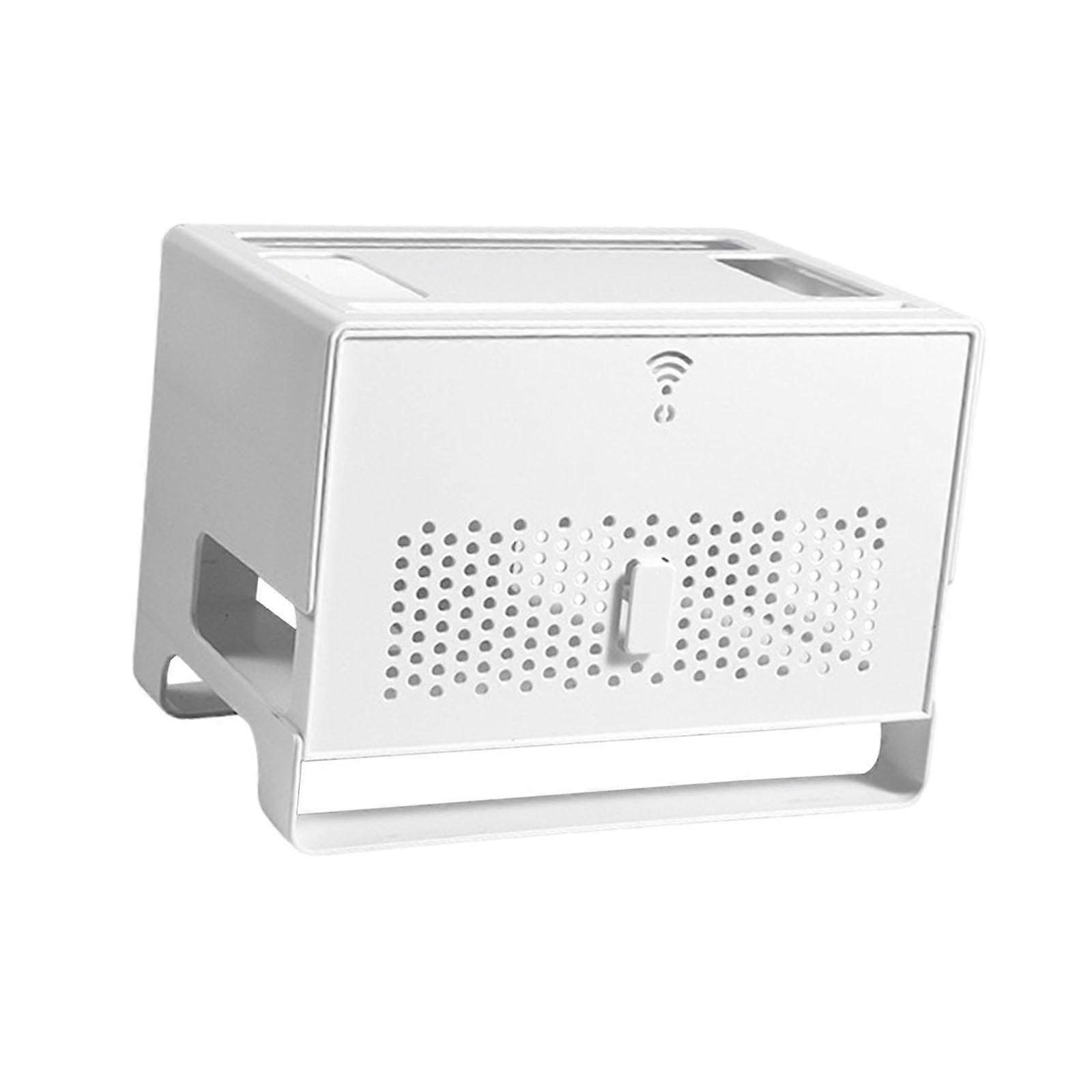 Cable Management Box with TwoLayer Design for Router and Cords, Dust Proof White Organizer