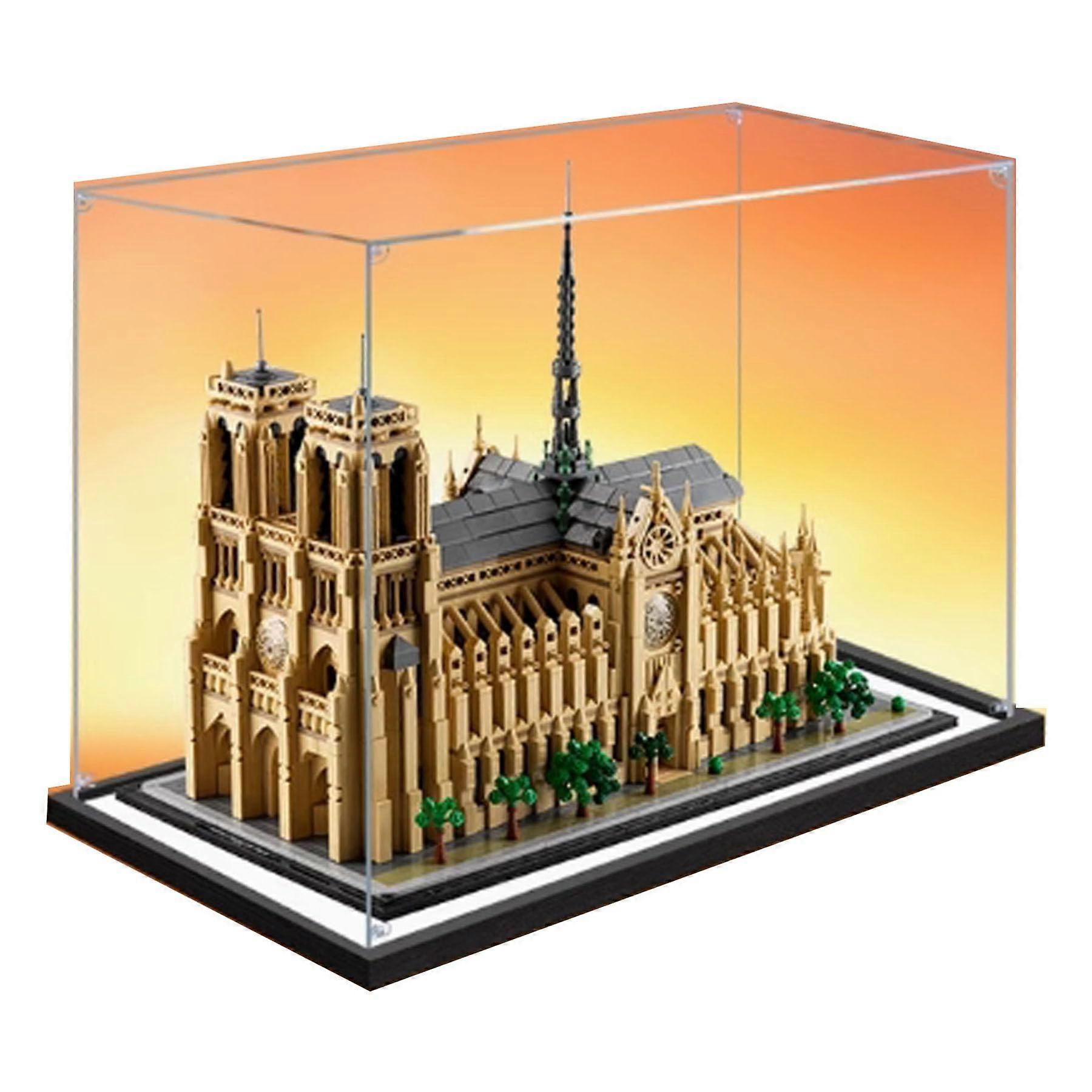 Display Case Acrylic Clear Dustproof for  21061 Notre Dame with Mirrored Panels