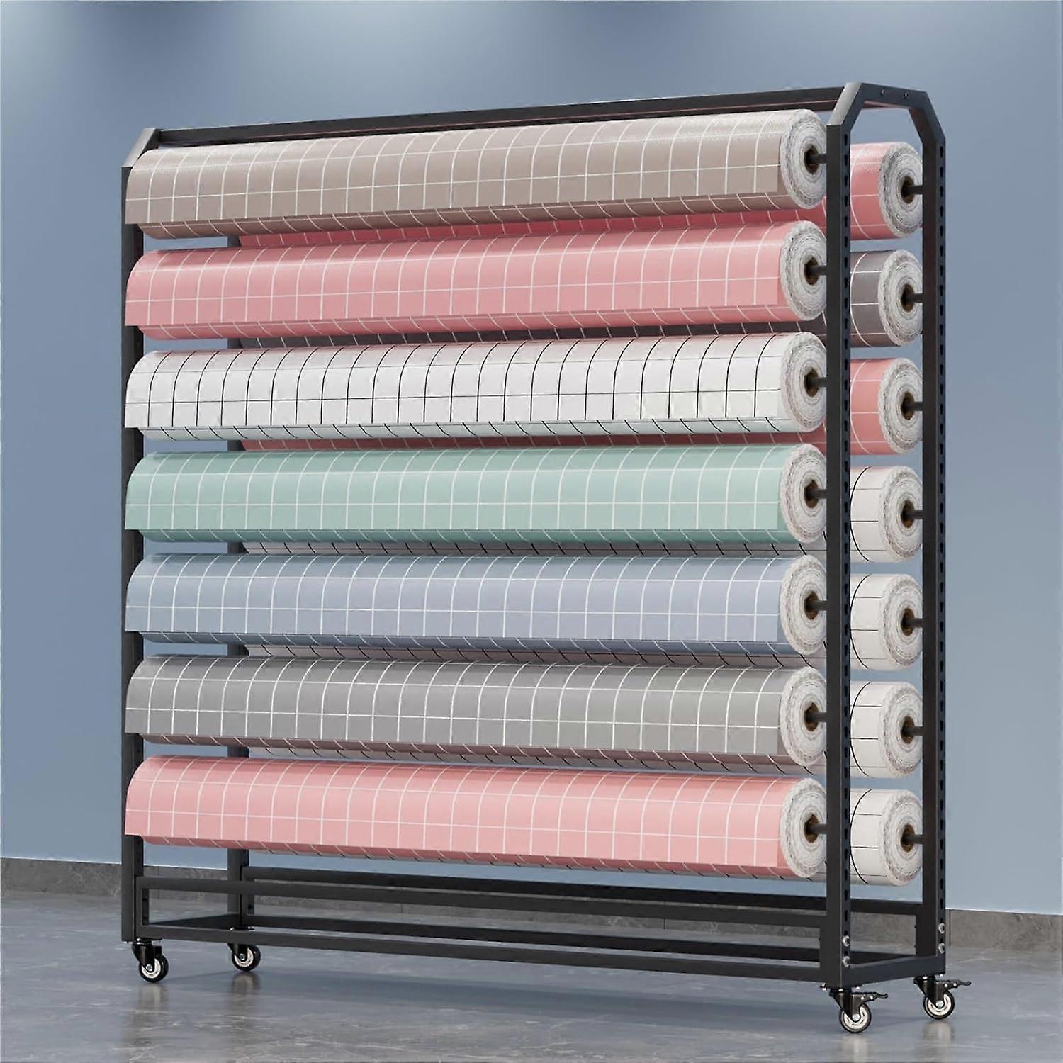 Heavy Duty Fabric Roll Storage Rack with Adjustable Layout, 18 Crossbars, Fits 5170in Rolls