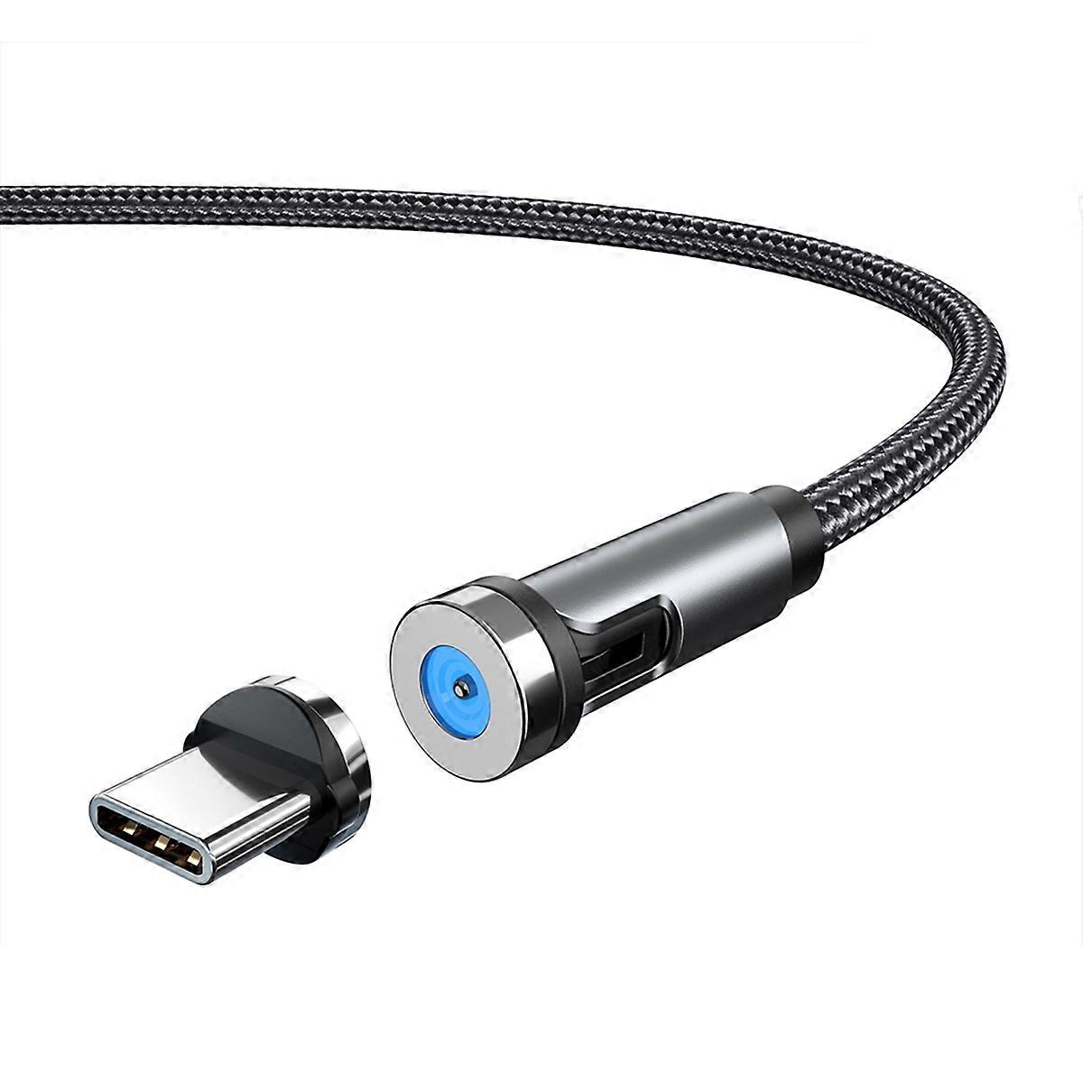 2m Type-C Data Cable 540 Degrees Rotatable Braided Charging Cable + Magnetic Plug