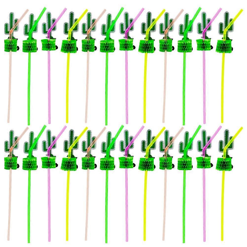 Cactus Drinking Straws for Cold Drinks 30Pcs Multi Color
