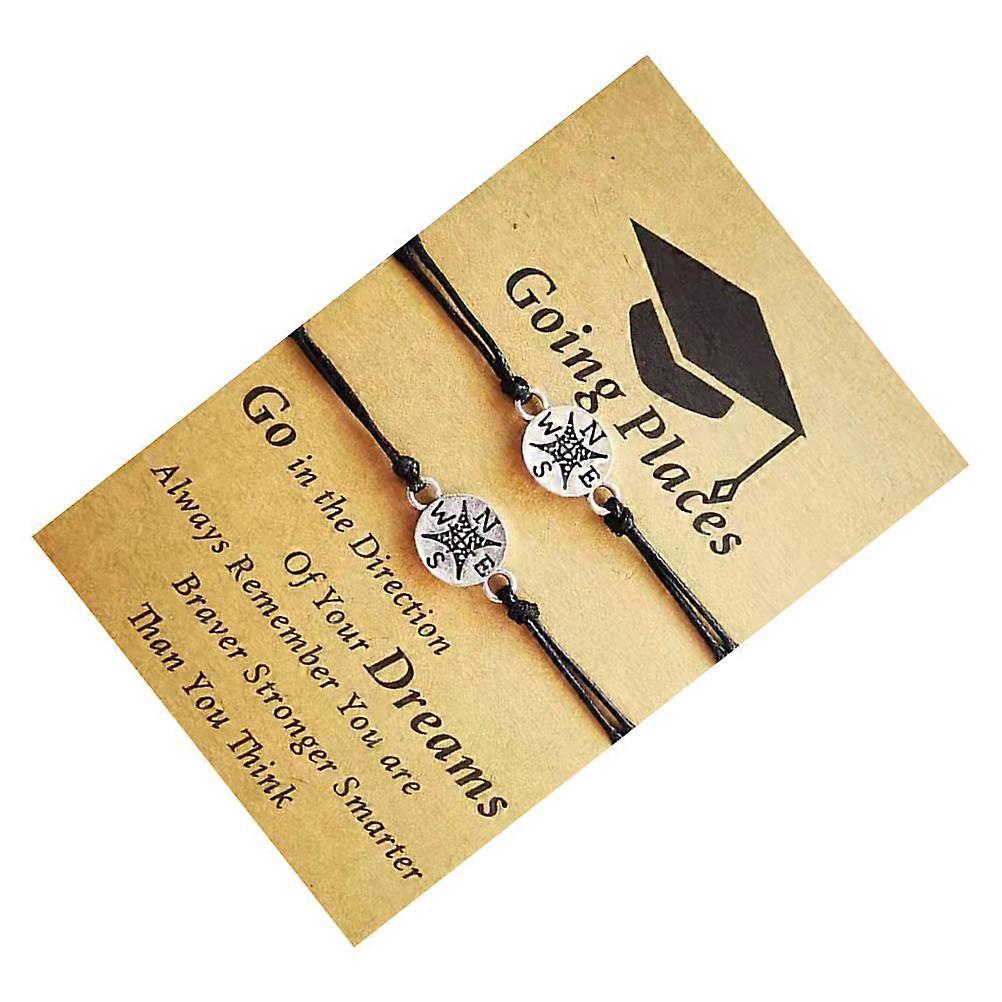 Creative Graduation Bracelet with Adjustable Wax Wire 2Pcs