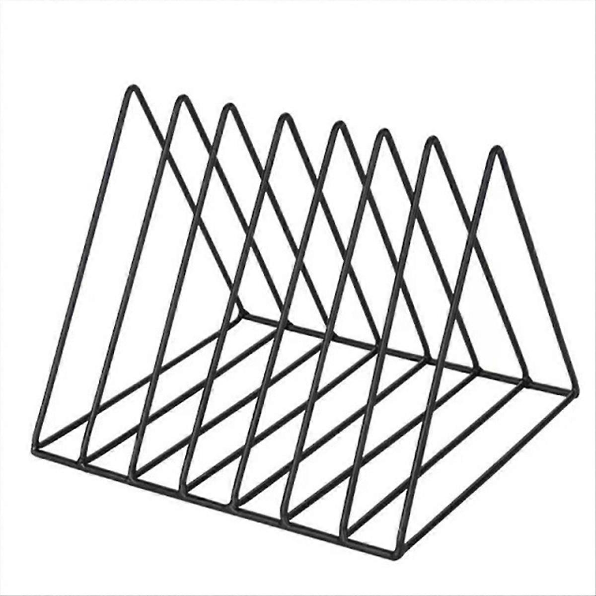 Desktop Triangular Book Stand Storage Rack, Black Bookshelf Organizer