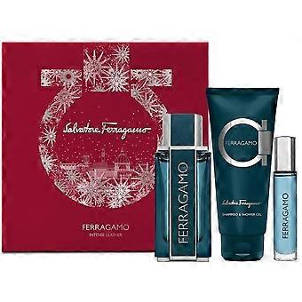 Salvatore Ferragamo Ferragamo Intense Leather Gift Set - EDP 100ml + EDP 10ml + Shampoo & SG 100ml