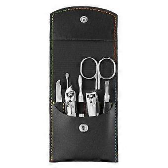 7 Pcs Professional Stainless Steel Manicure Kit with Precision Nail Clippers and Pedicure Tools, Black