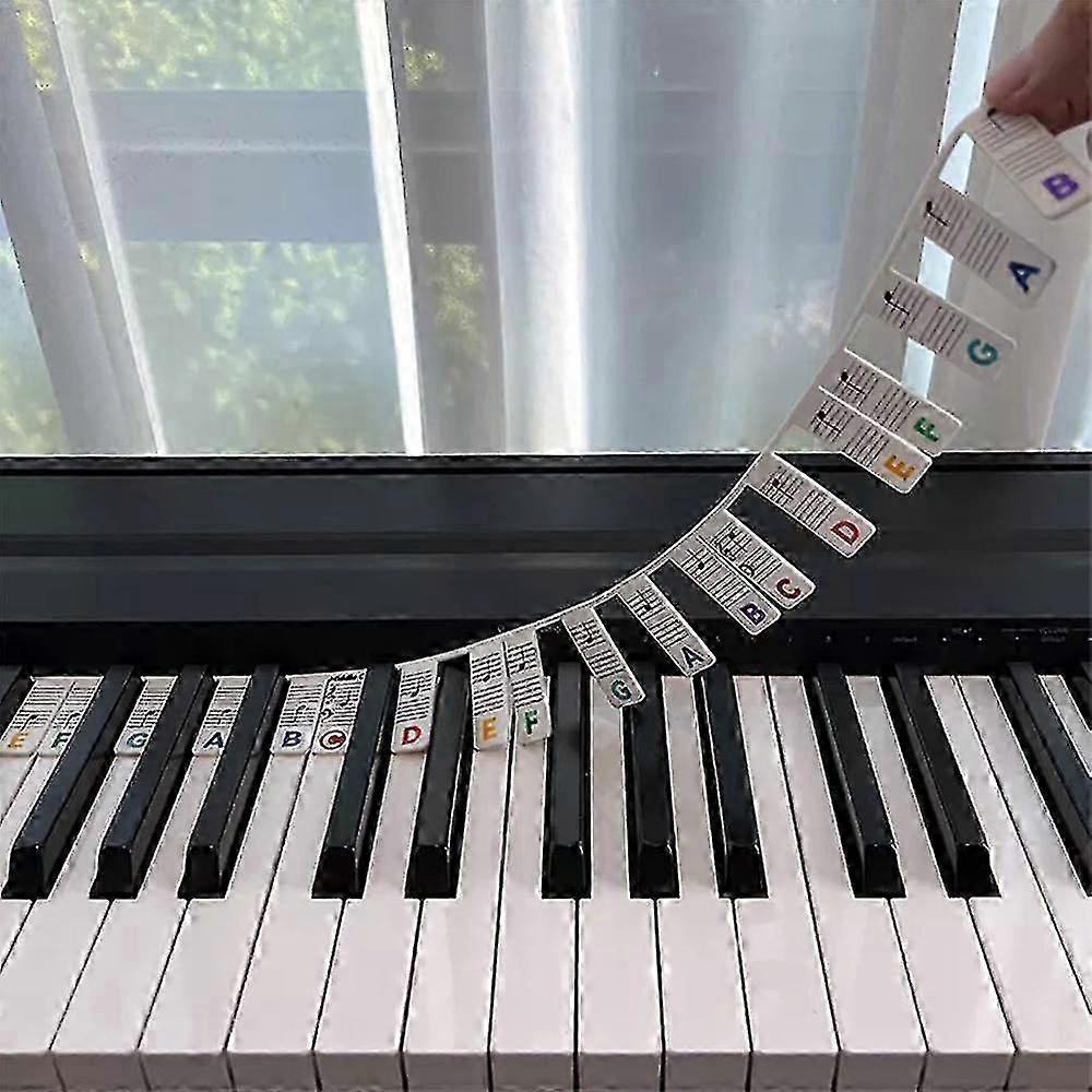 Removable Silicone Piano Keyboard Note Labels, 88 Keys Piano Notes Guide Stickers