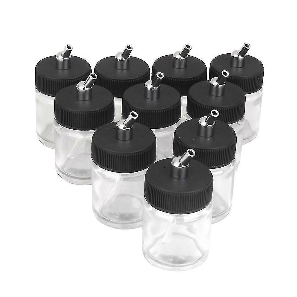 10 x 22cc Airbrush Bottle Blank Jars Pot with Suction Pump Lid Spray Top