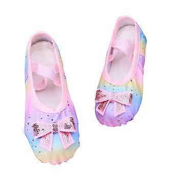 Scarpette da ballo per bambine, pantofole da ballo per bambini piccoli, scarpette da ballo in tela morbida per bambini, rosa, 10-11 anni