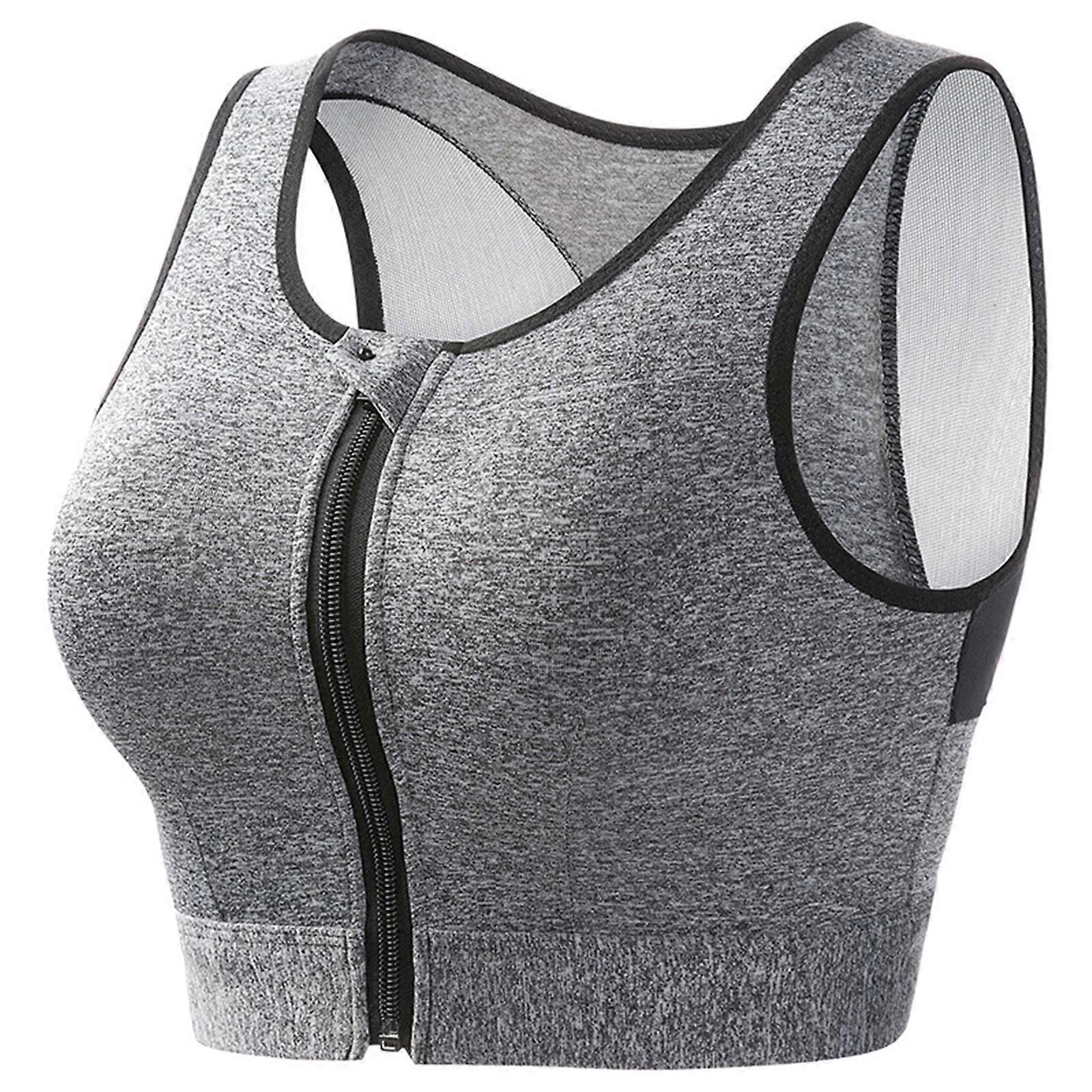 Womens Sports Bras High Impact Zip Front Sports Bra High Support Large Bust for Workout Running