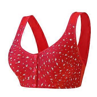 Wirefree Bra for Large Bust, Lightweight Fabric & Easy Front Hook, Ideal for Sensitive Skin & Minimalist Support Red 44