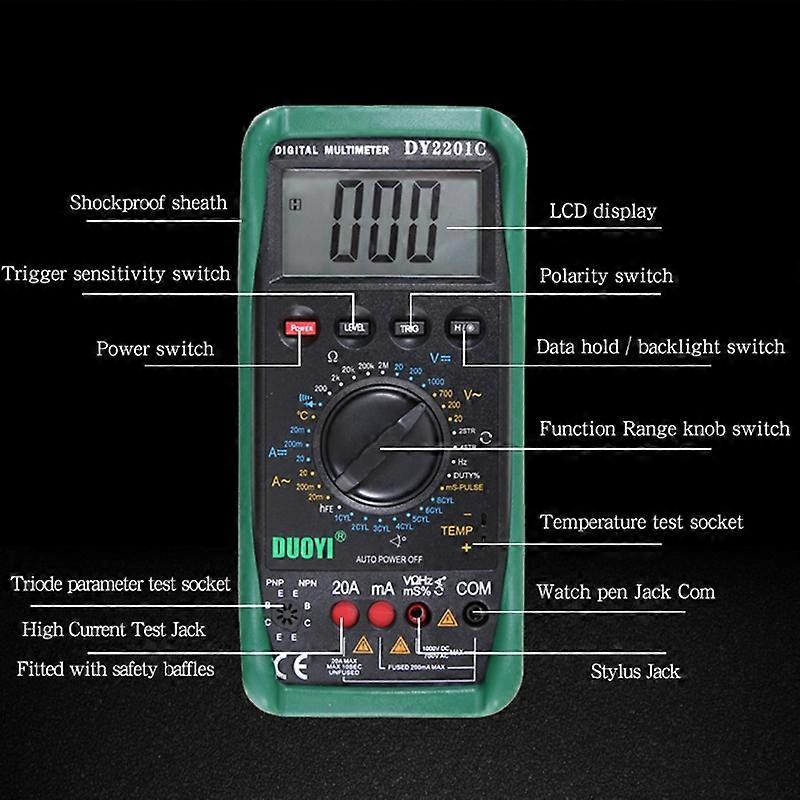 DUOYI DY2201C Car High-precision Digital Multi-function Maintenance Automatic Universal Meter