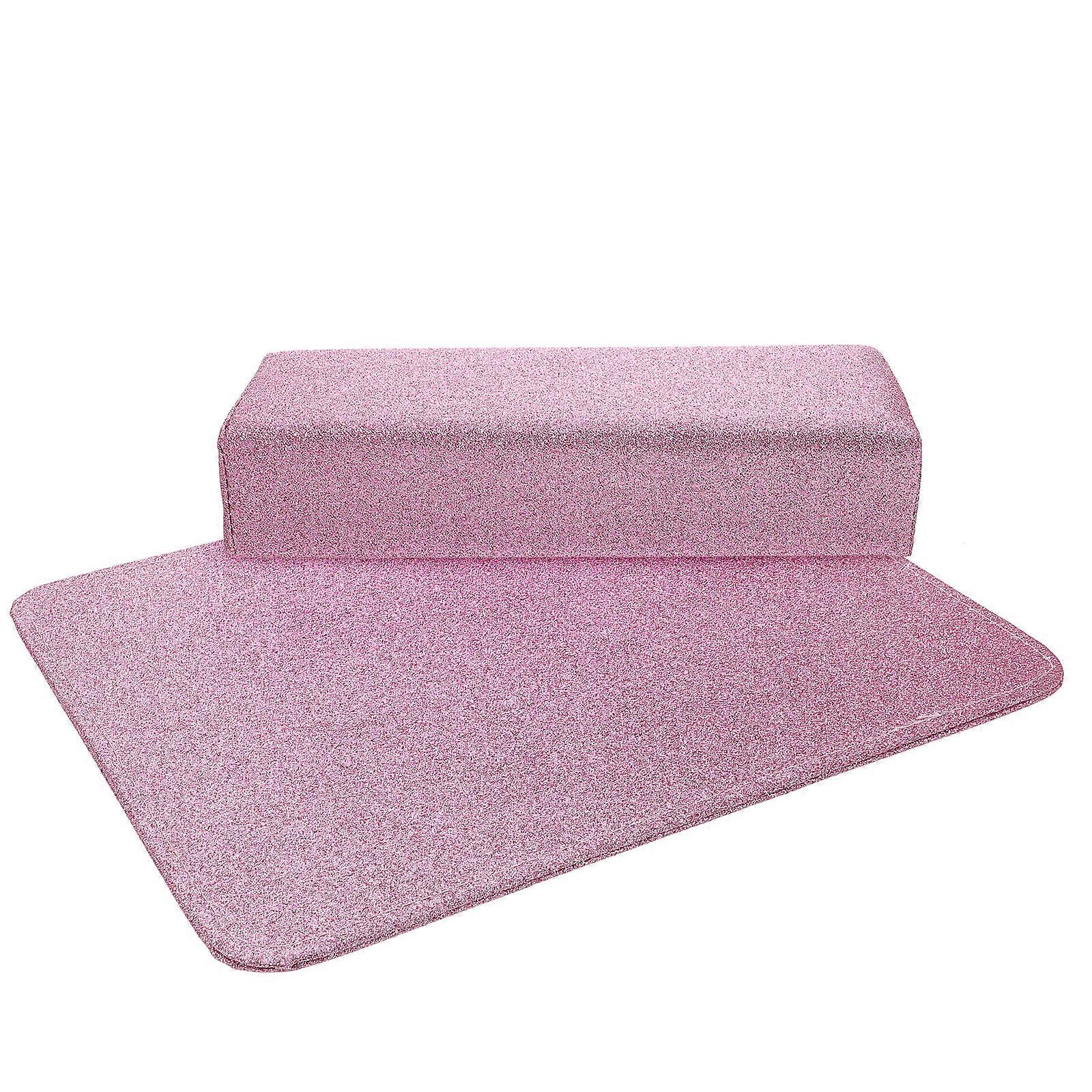 Repose-bras rose pour manucure avec coussin (1 ensemble)
