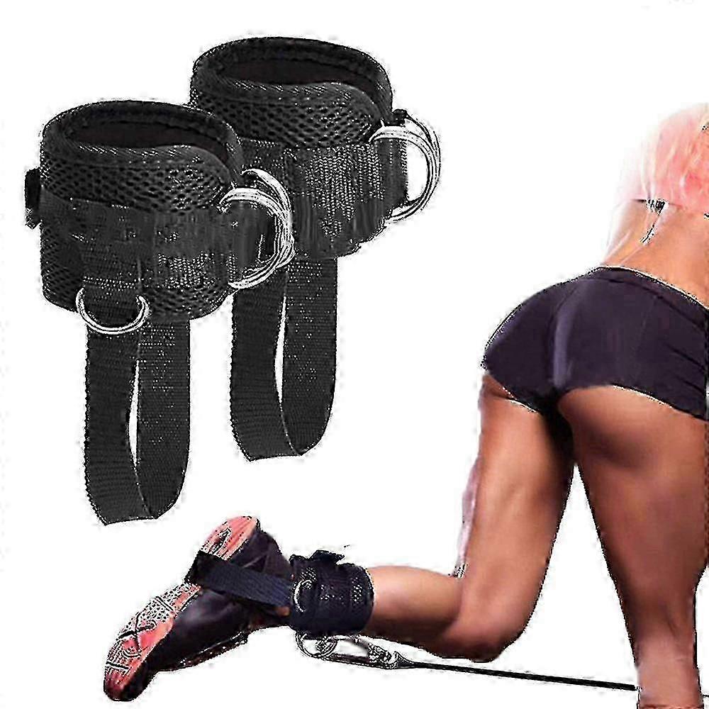 2pcs Adjustable Ankle Straps compatible with Cable Machine Gym Ankle Strap Double D-ring Ankle Cuff Straps