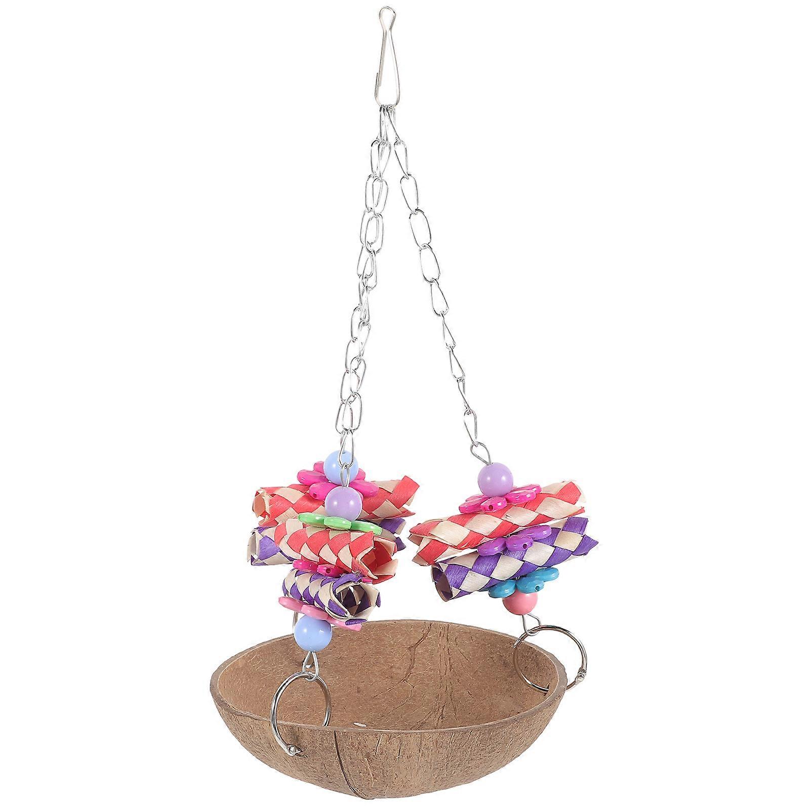 Bird Hanging Hammock Parrot Swing Bed for Breeding Coconut Shell