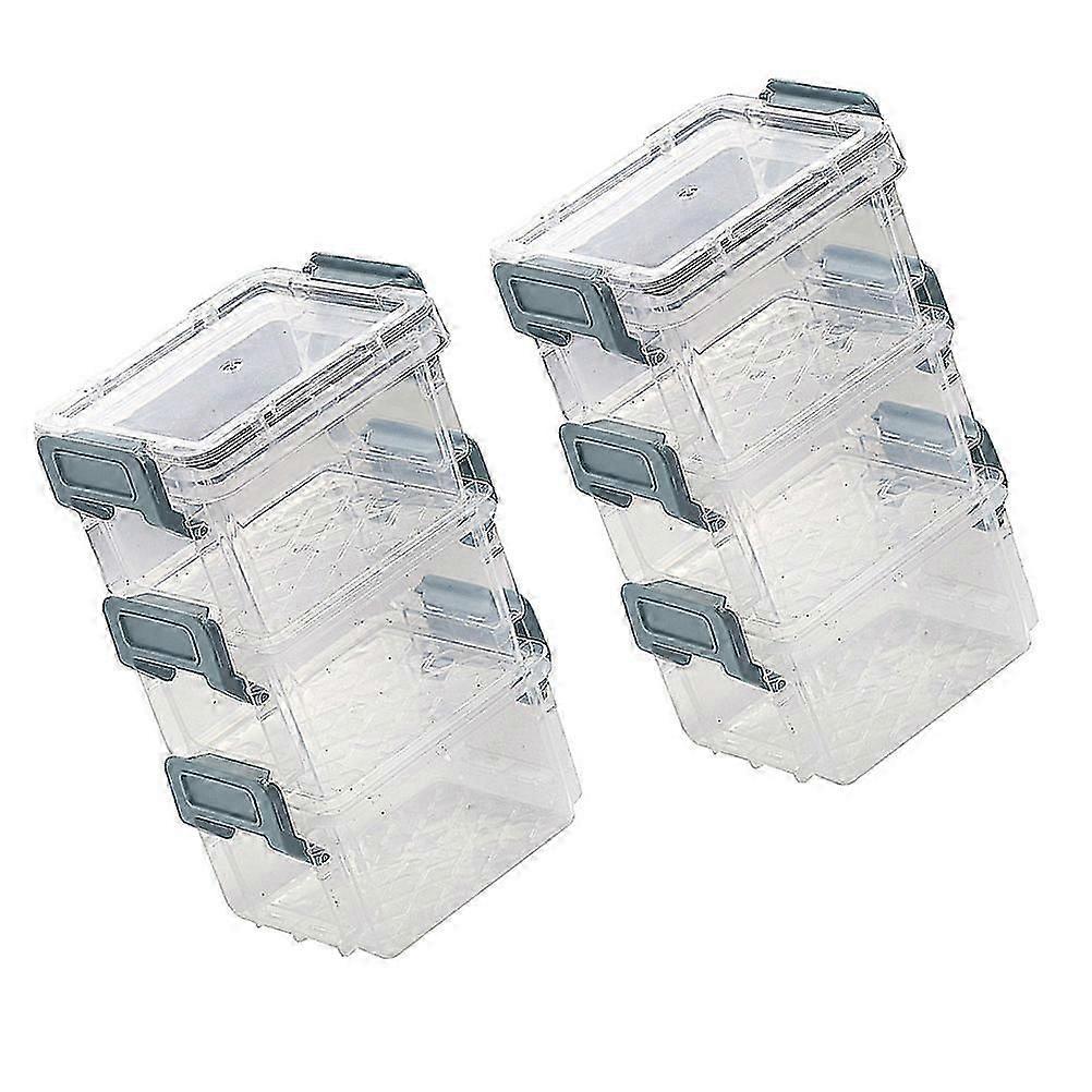 Clear Stackable Storage Bins | Plastic Desktop Drawer Storage Cases | Multi-Color | 6Pcs