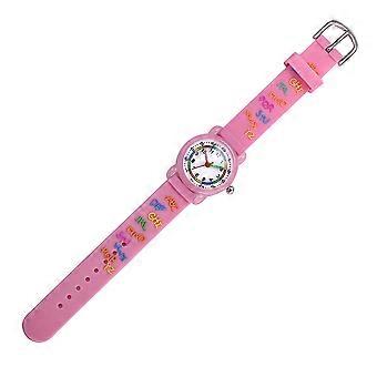 1 stk nydelig 3d tegneserie klokke delikat vanntett kvarts armbåndsur for barn barn (rosa)