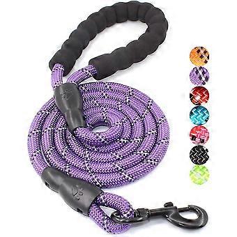 5 Ft Strong Dog Leash With Comfortable Padded Handle And Highly Reflective Threads For Small Medium And Large Dogs-purple