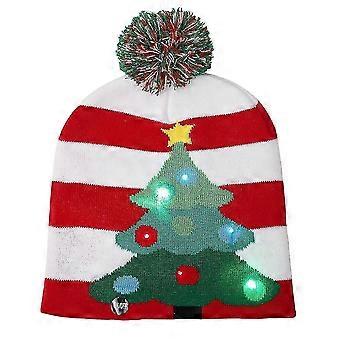 Adults and children Christmas bubble hat with LED light hooded sweater Christmas hat winter warm snowflake pompom