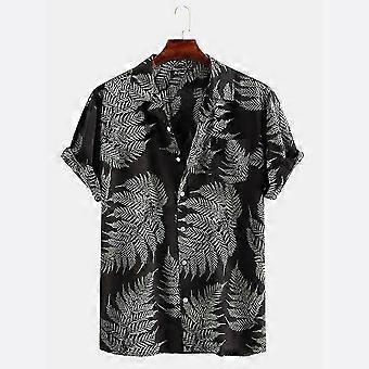 2023 Summer Men's Casual Loose Beach Suit Maple Leaf Print Koszulka z krótkim rękawem