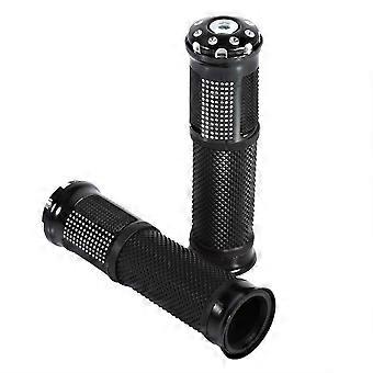 1 par de puños de manillar de motocicleta de goma de aluminio CNC 7/8 negro