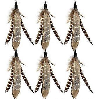 Lot de 6 recharges de plumes naturelles pour baguettes à chat, jouets de rechange faits main pour les moments de jeu des félins