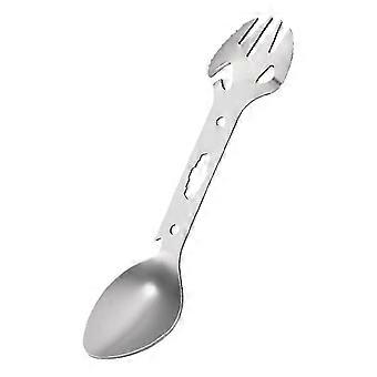 Outdoor Multi-function Fork Spoon Tableware Spoon Camping Cookware Bottle Opener Wrench Harpoon (1pcs)