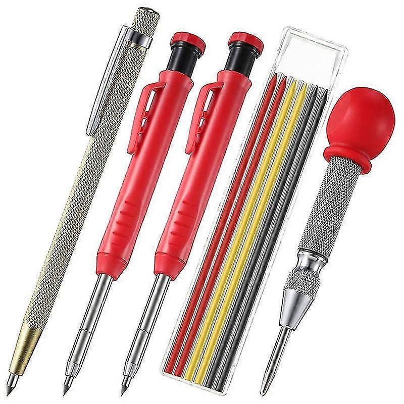Solid Woodworking Deep Hole Pencil Construction Carpenter Marking Pen Kit Gl(multicolor)(5pcs)