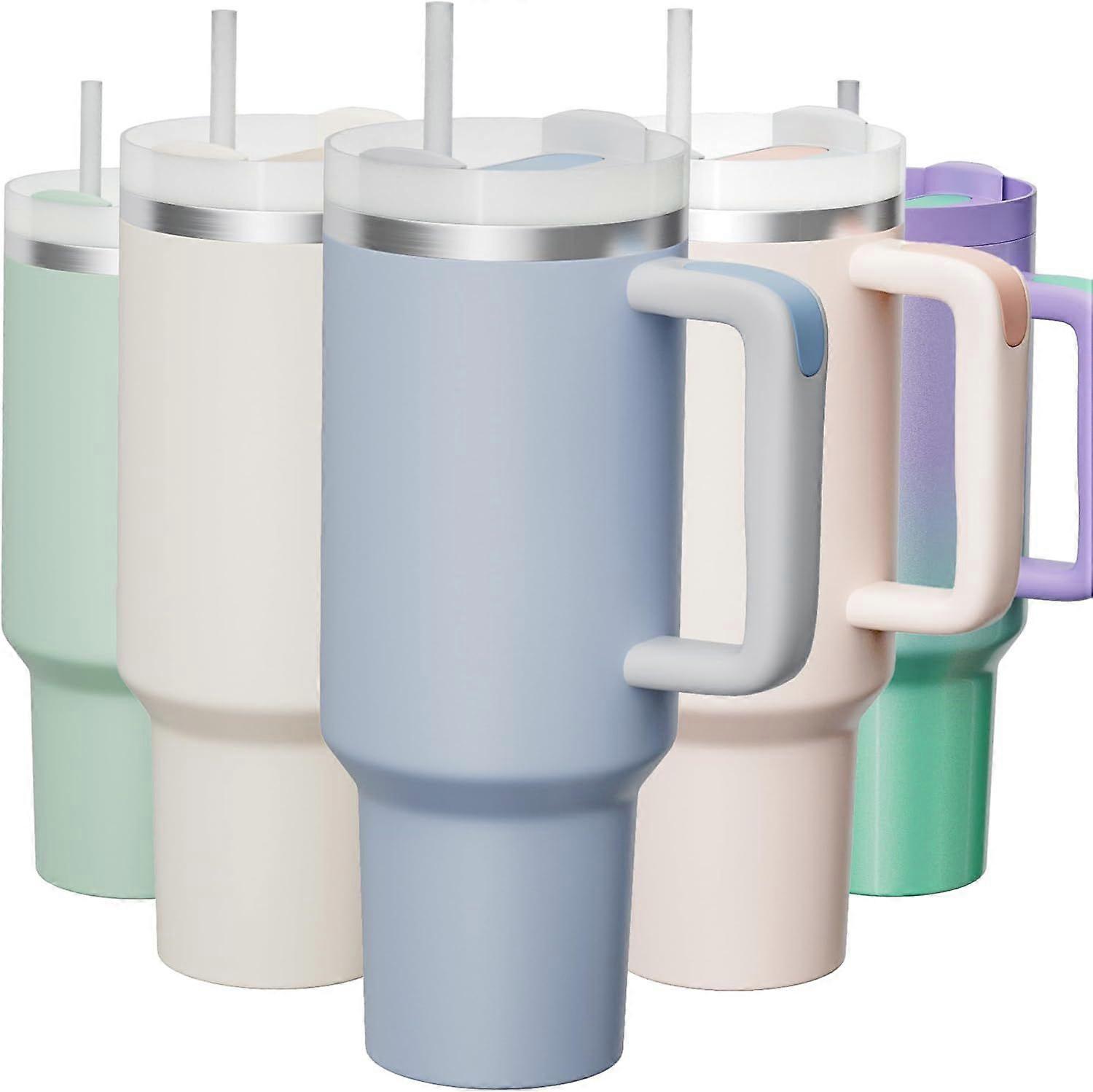 Becher mit Griff 40 oz Reisebecher Strohhalmdeckel Tasse mit Deckel Isolierter Quencher Edelstahl Wasser Eistee Kaffee Geschenk Blau
