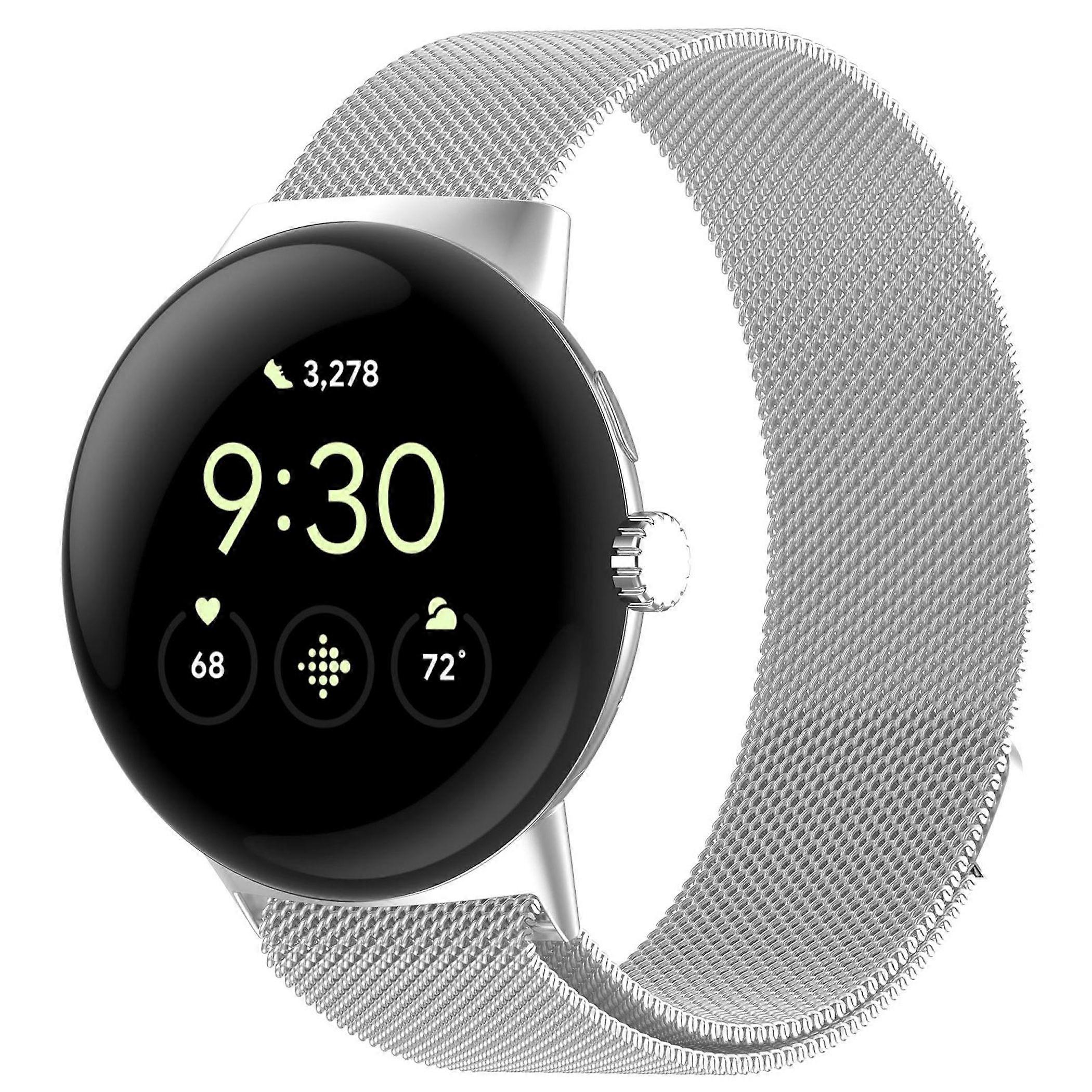 Metal Smartwatch Band for Google Pixel Watch 4 / 3 45mm Magnetic Band Silver