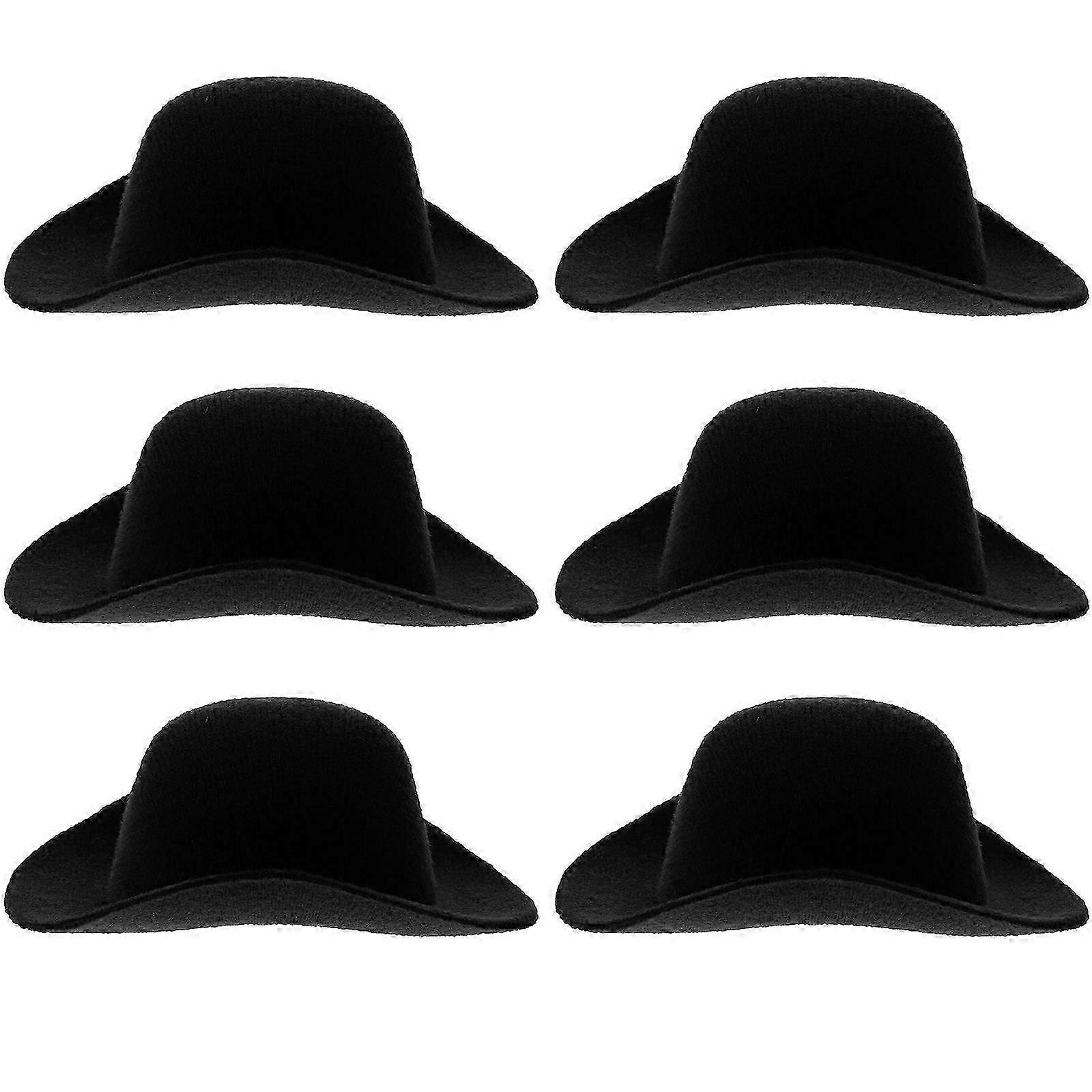 Tiny Hat Mini Cowboy 6Pcs compatible with Decor in Black Cloth Material