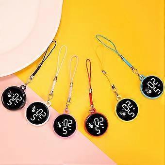 Montre pendentif étudiant étanche LED affichage numérique électronique de l'heure miroir porte-clés avec montre à corde suspendue