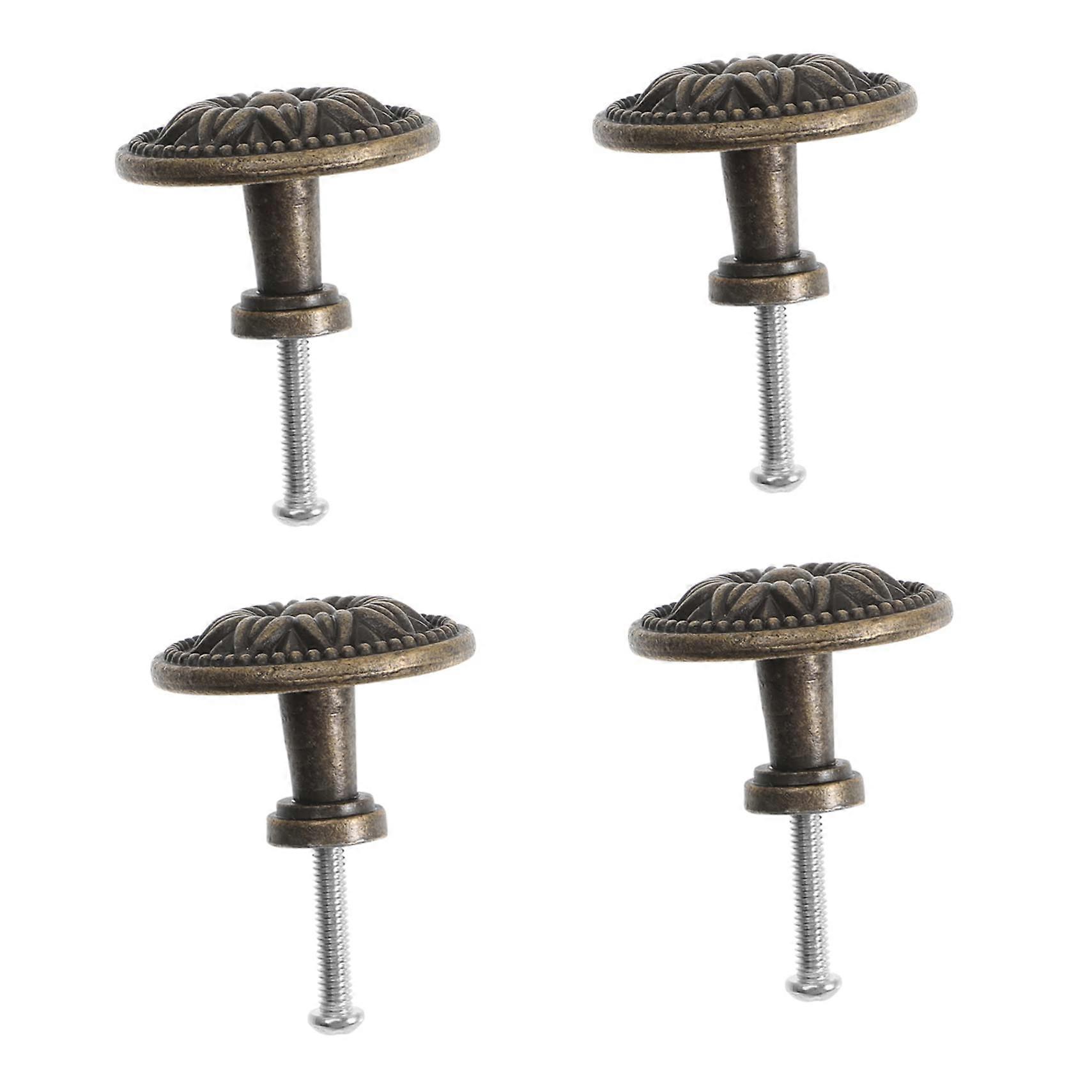 4pcs Retro Bronze Cabinet Knobs and Drawer Pulls, Durable Silver Tone, Easy Install for Home Decor
