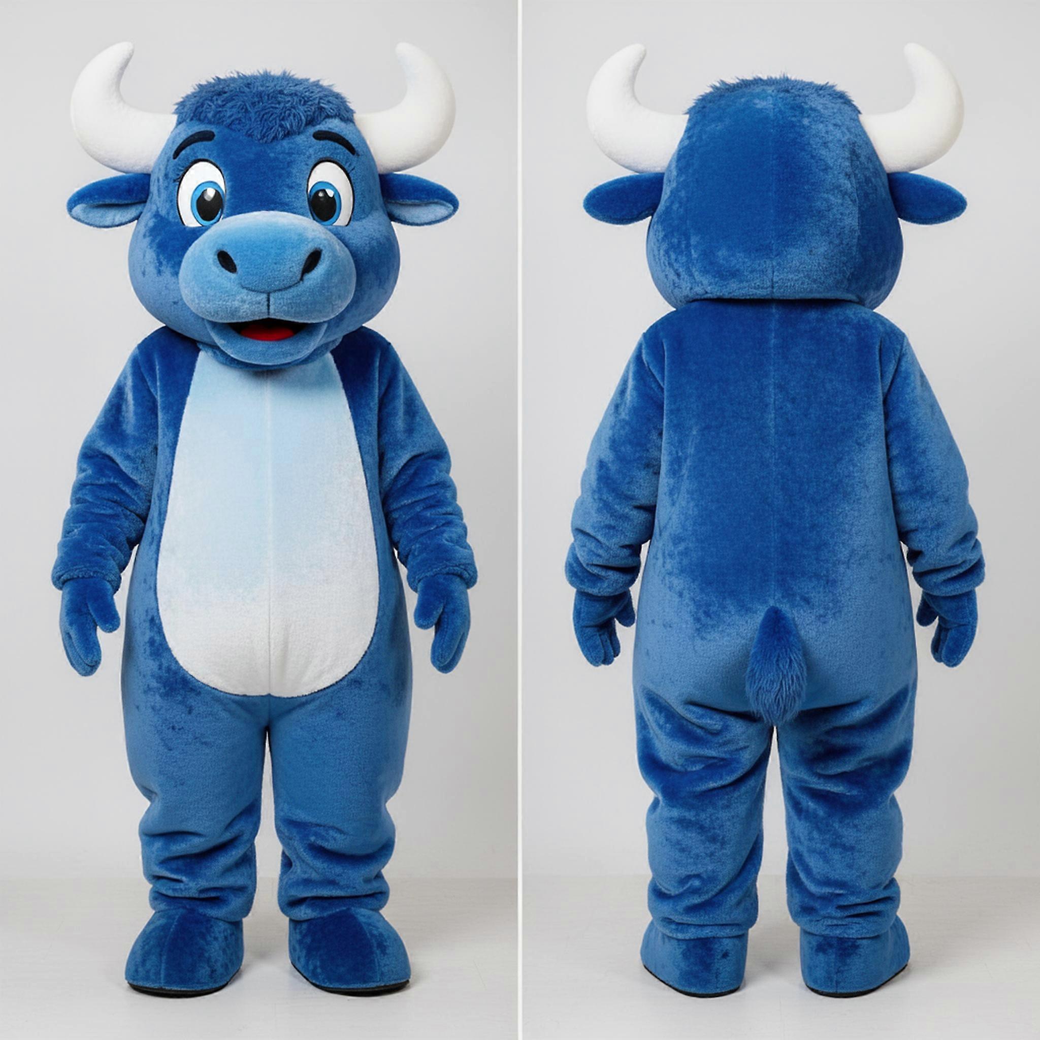 MASTICOT Blue Cartoon Buffalo Mascot