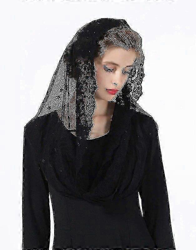 Solid Colour Floral Lace Shawl