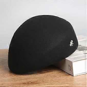 Women's 100% Pure Wool Beret, Vintage Slant Brim French Hat with Rhinestone Bow and Metal Pin, Soft Warm Painter Cap for Autumn Winter